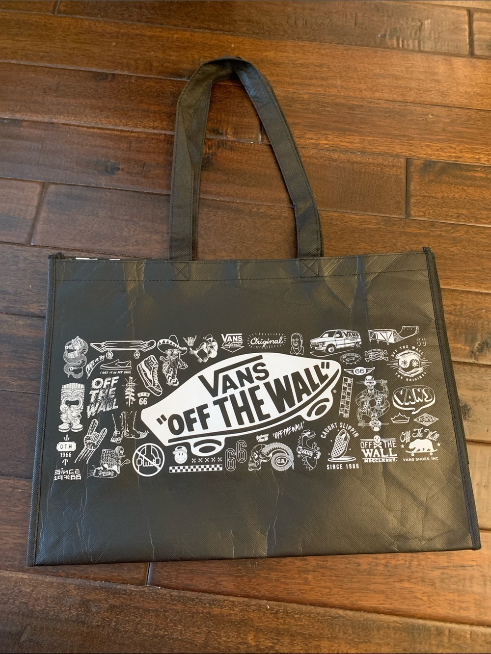 Vans Black Tote Bag with White 'Off The Wall' Graphic